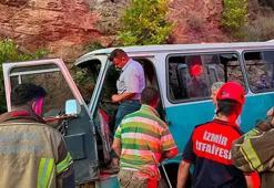 İzmir’de tarım işçilerini taşıyan minibüs kaza yaptı: 1 ölü, 8 yaralı