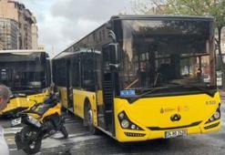 Şişhane’de iki İETT otobüsü çarpıştı: Yola dökülen yağ sürücülere zor anlar yaşattı