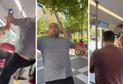 Dehşete düşüren anlar! Otobüste tekme, ardından muhabirlere saldırı