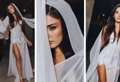 Hande Erçel Milano'da göz kamaştırdı! Beyaz elbisesiyle dikkat çekti