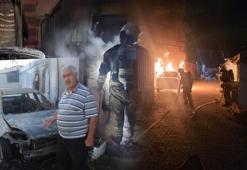 Konteyner kentte gece yarısı otomobili alev alev yandı! 'Camı kırıp, kısa devre yaptırmışlar'
