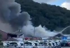 Eyüpsultan'da yediemin otoparkında yangın çıktı