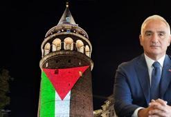 İstanbul'un kalbinde Filistin için tek yürek! Galata Kulesi Filistin bayrağıyla aydınlandı