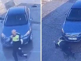 Yavaş yavaş geldi, trafik polisine çarptı