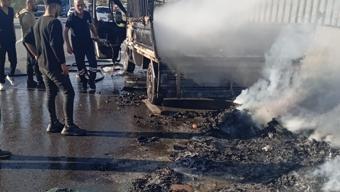 Nevşehir'de seyir halindeki kamyonet yandı