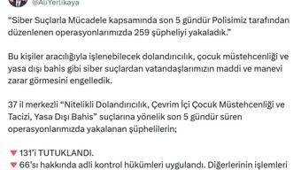 37 il merkezli siber suç operasyonları: 131 tutuklama