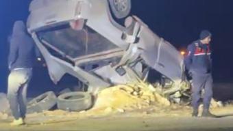 Otomobilin takla attığı kaza kamerada; 3 yaralı