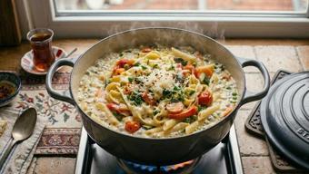 Tek tencerede hazır olan sebzeli makarna tarifi! Bulaşık ve temizlik derdi yok, şipşak hazır oluyor!