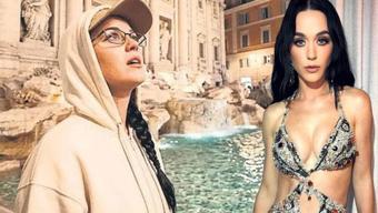 Roma'da Katy Perry şoku! Dilek tutmak için bozuk para yerine bakın neyi tercih etti