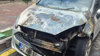 Nevşehir'de park halindeki otomobil yandı