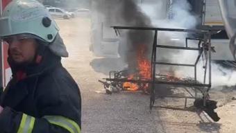 Osmaniye’de elektrikli motosiklet yandı