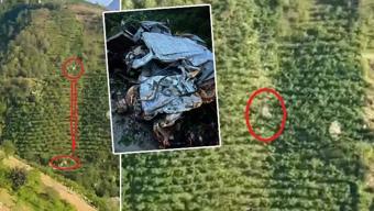Giresun’da dehşet anları! 400 metre boyunca taklalar atarak yamaçtan alt yola uçtu