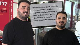 İşleri kötü gidince cama astığı not olay yarattı! Çiğ köftecinin kararı: 'Psikolojik olarak kapalıyız'