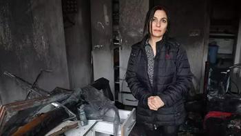 Depremde evi yıkılan kadına bu kez yangın vurdu
