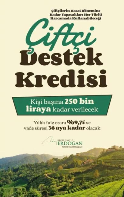 Cumhurbaşkanı Erdoğan müjdeyi duyurdu Çiftçilere yeni destek paketi: 250 bin TL krediye 36 ay vade