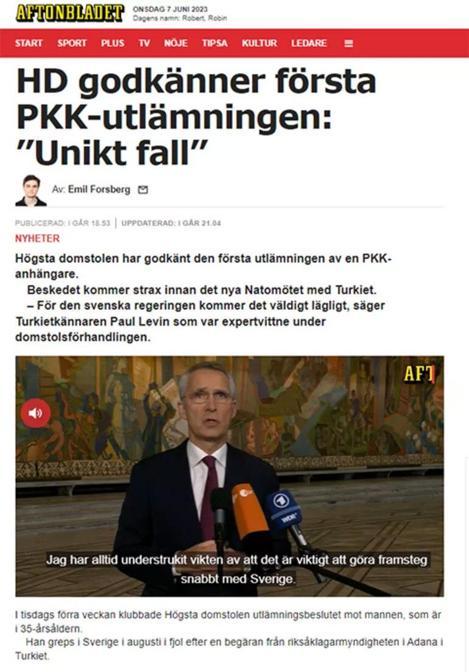 İsveç ilk kez bir PKKlı teröristi Türkiyeye iade etmeye hazırlanıyor