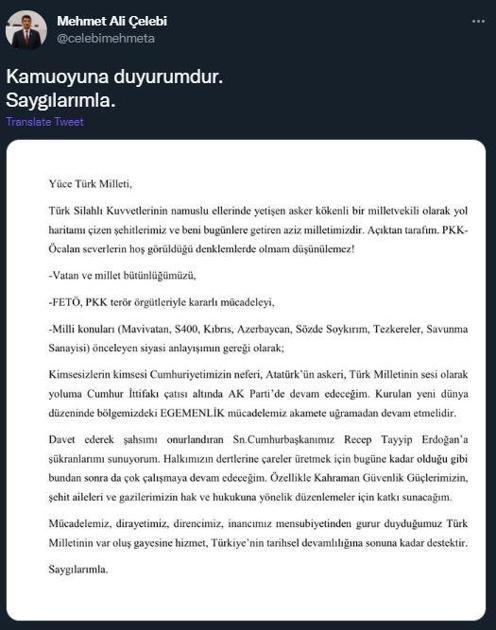 Mehmet Ali Çelebi AK Partiye katıldı