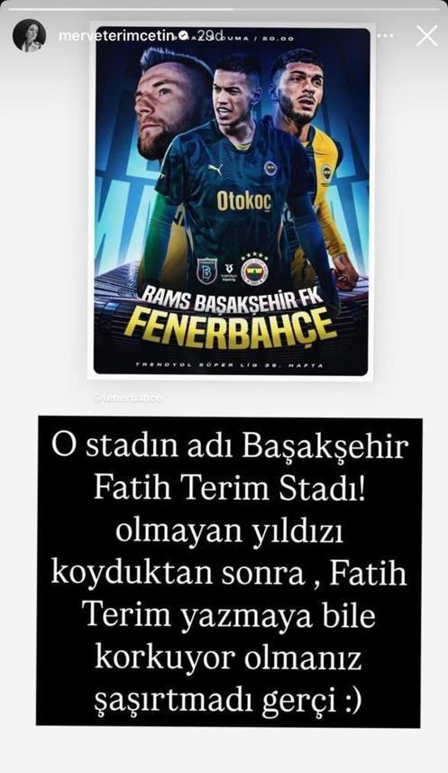 Fatih Terimin kızından Fenerbahçeye olay gönderme ‘Korkuyor olmanız şaşırtmadı’