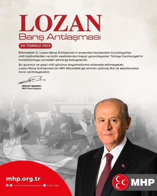 MHP lideri Bahçeliden Lozan mesajı