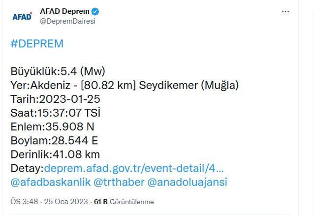 Akdenizde korkutan deprem Cep telefonlarına sarsıntı öncesi mesaj geldi, sosyal medya bu mesajı konuşuyor