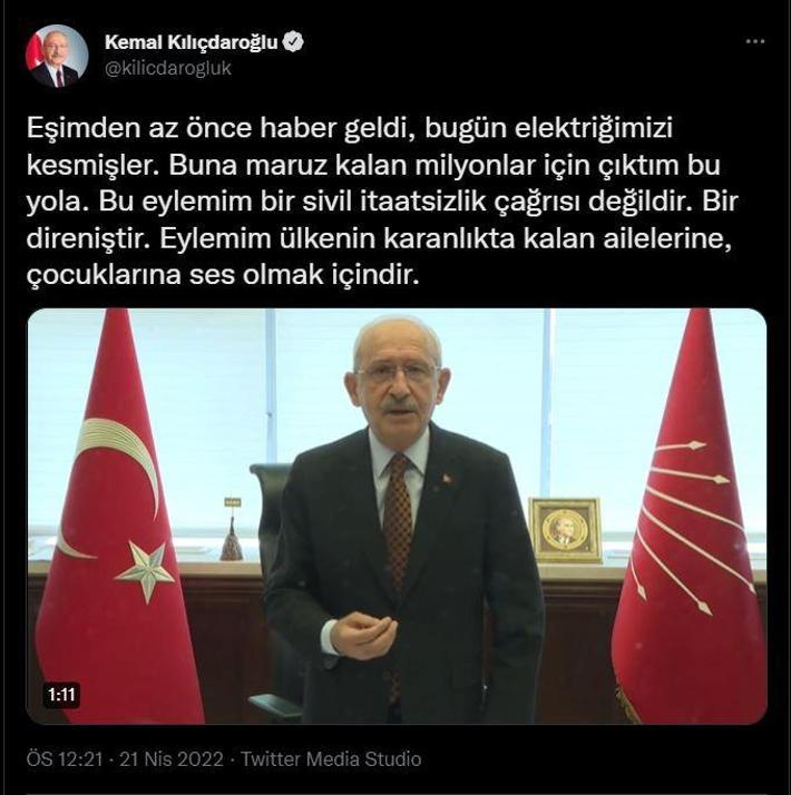 Kılıçdaroğlu: Bugün elektriğimizi kesmişler