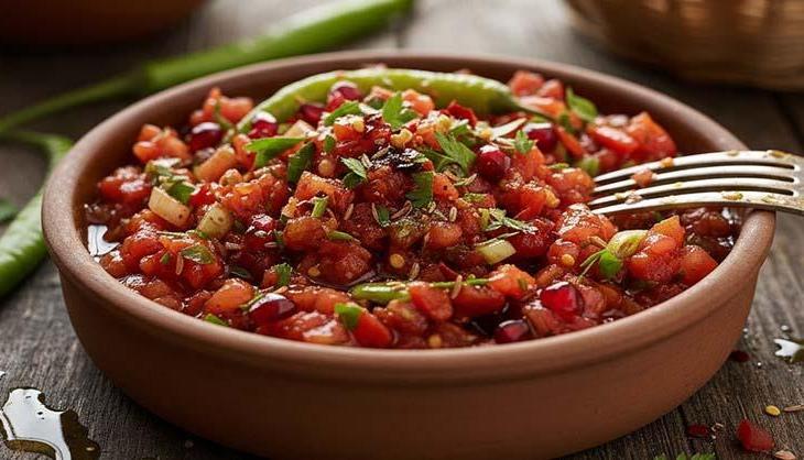 Lezzetiyle büyüleyen acılı ezme tarifi! Şipşak hazırlanıyor, sofraları renklendiriyor!