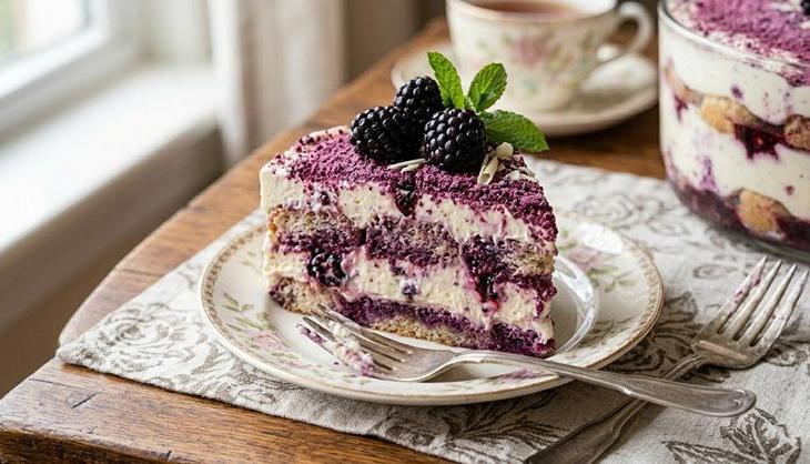 Hem tazecik hem leziz böğürtlenli tiramisu tarifi! Yiyen bir daha istiyor, ağızda lezzet şöleni yaşatıyor