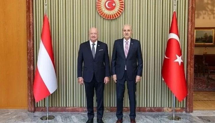 TBMM Başkanı Kurtulmuş, Avusturya Federal Şansölyesi Stocker ile bir araya geldi