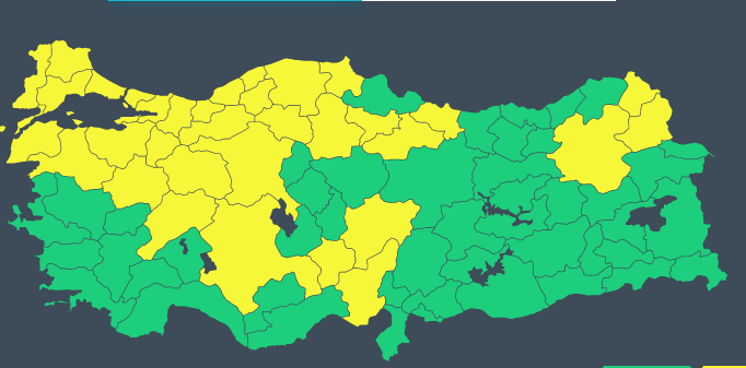 Meteorolojiden 37 ile sarı kodlu uyarı: Kuvvetli yağış geliyor