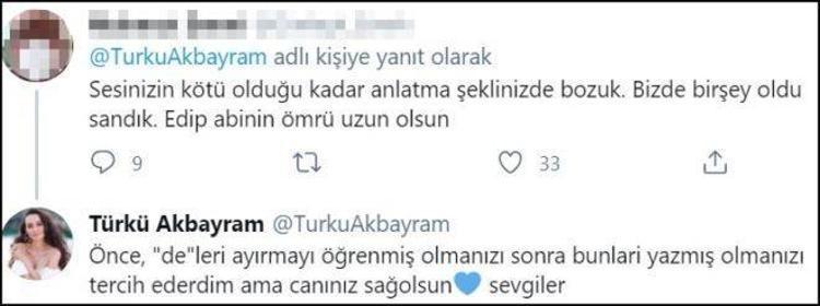 Edip Akbayramın kızı Türkü, kızdırdı