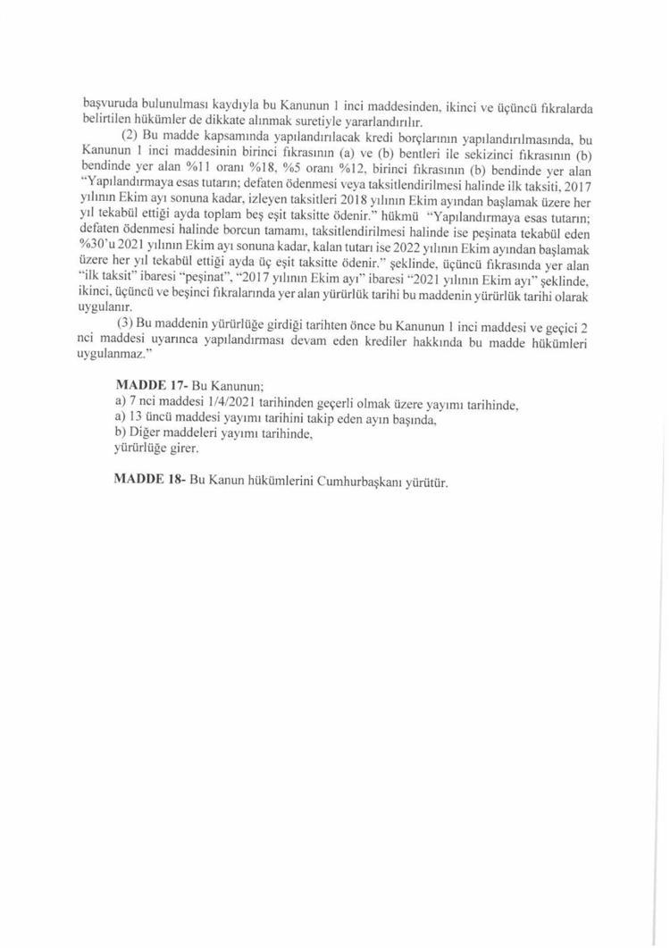 Kredi yapılandırma fırsatı Meclise sunuldu...