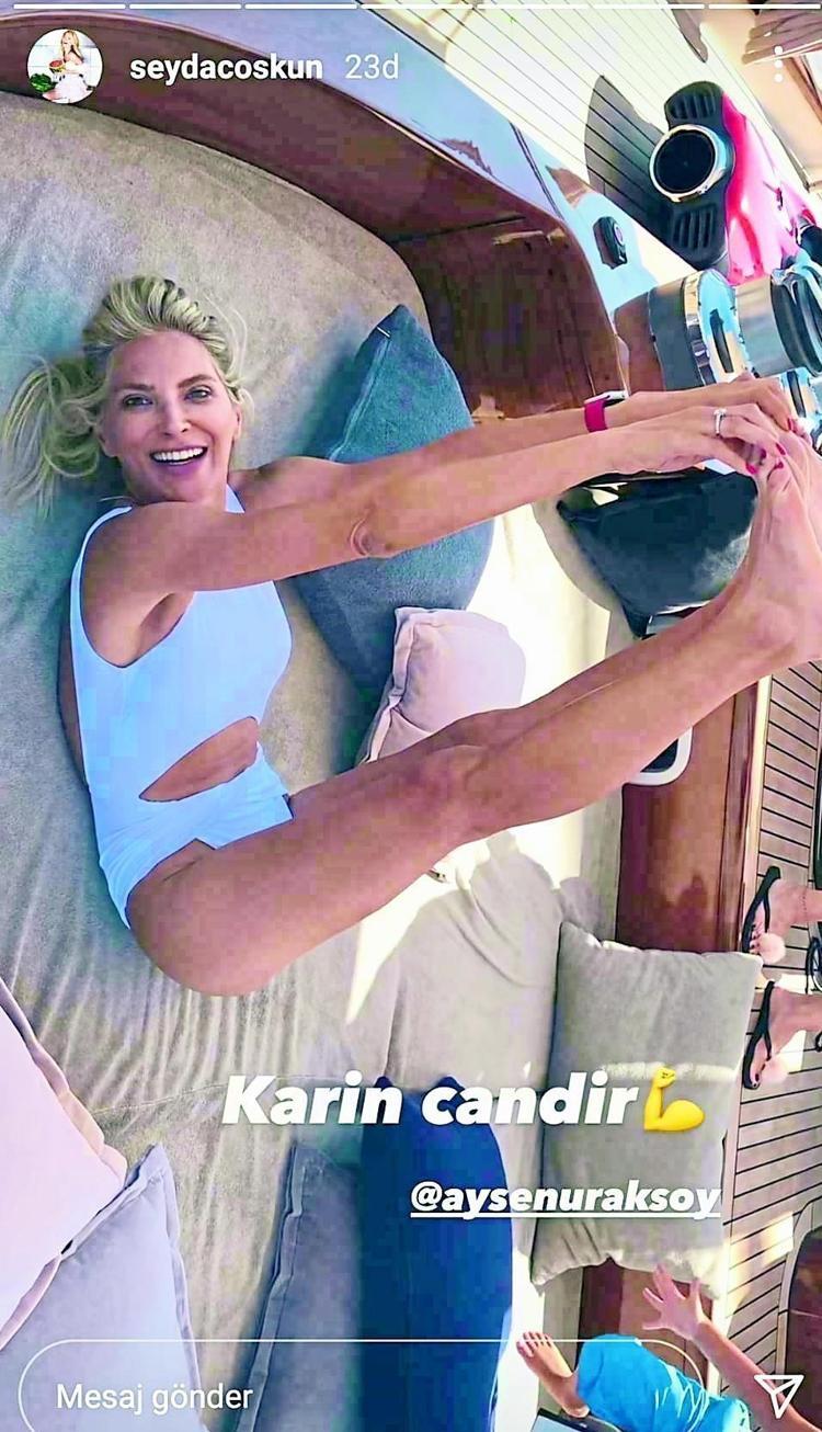Şeyda Coşkun teknede bile boş durmadı