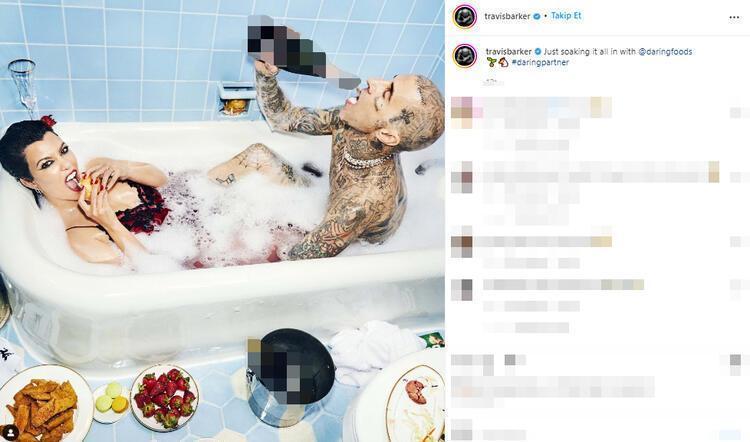 Travis Barker ve Kourtney Kardashiandan küvet pozu