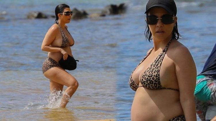 Karnı burnunda olan Kourtney Kardashian Hawaiiye tatile gitti