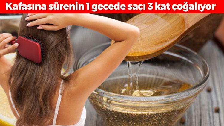 Kafasına sürenin 1 gecede saçı 3 kat çoğalıyor Evde hazırlanan 3 malzemeyle saç çoğaltıcı kür