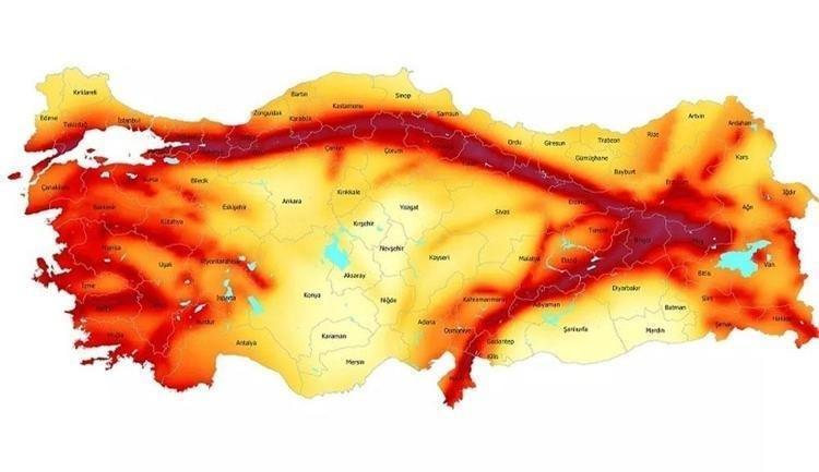 45 il bu fayların altında Türkiyede 5,5 üzerinde deprem üretebilecek 485 diri fay bulunuyor