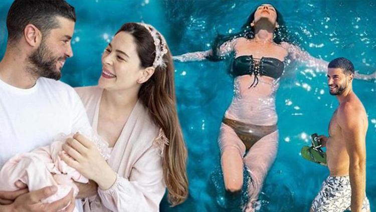 Bebekten sonra ilk tatil Taze anne havuzun keyfini sürdü