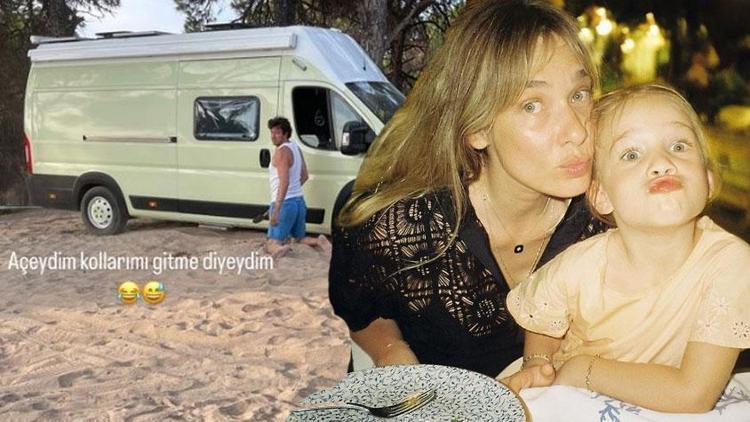 Müge Boz ve Caner Erdenize karavan şoku Sabah görünce telefona sarıldılar