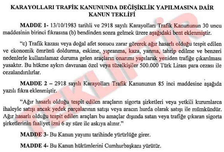 İŞTE İLGİLİ KANUN TEKLİFLERİ