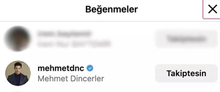 MEHMET DİNÇERLERDE ESKİ EŞİNE BEĞENİ