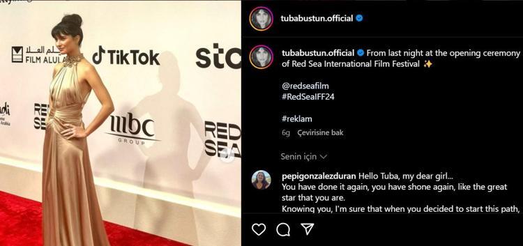 Tuba Büyüküstün, Suudi Arabistanda kırmızı halının yıldızı oldu Güzelliğiyle büyüledi