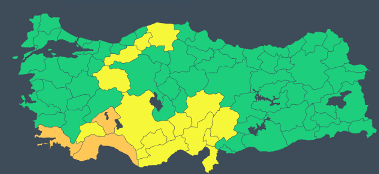 17 İL İÇİN SARI VE TURUNCU KOD