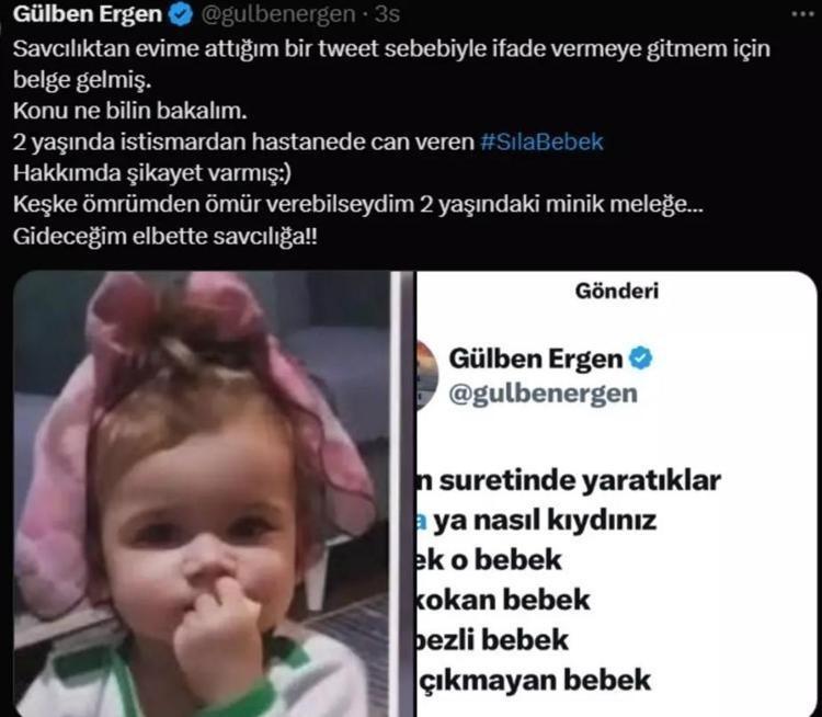 Gülben Ergen, Sıla bebek paylaşımı nedeniyle Çağlayan Adliyesinde
