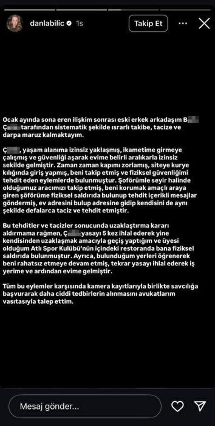Sosyal medya fenomeni Danla Biliç eski sevgilisi tarafından darp edildi; KADESten yardım istedi