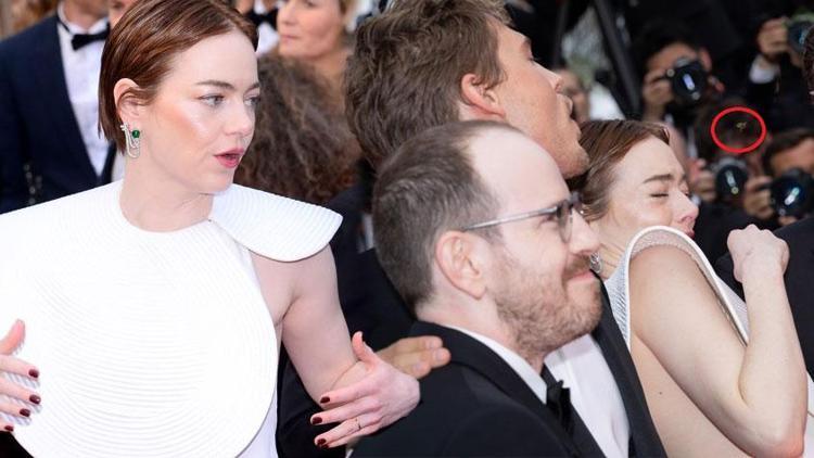 Kırmızı halıda ‘arı’ paniği Emma Stone çok korkunca imdadına rol arkadaşları yetişti