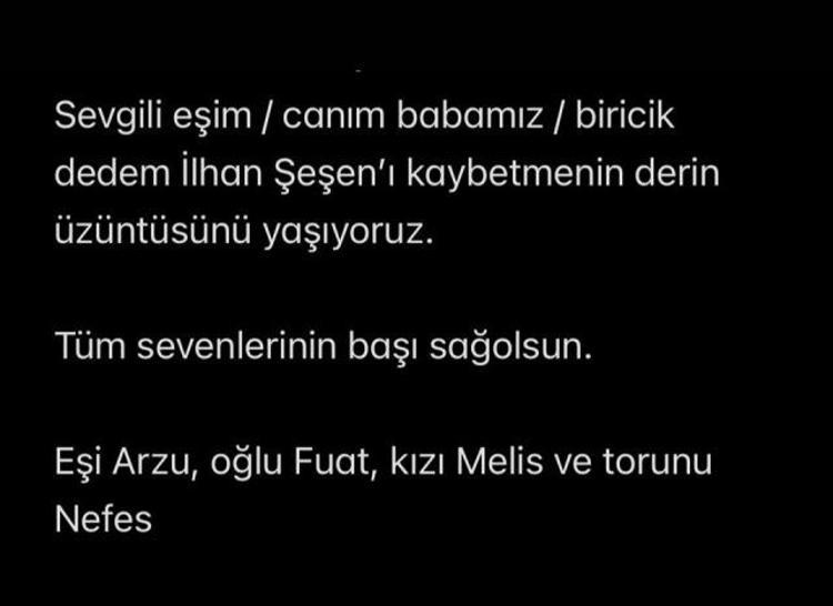 Usta sanatçı İlhan Şeşen hayatını kaybetti Cenaze detayları belli oldu