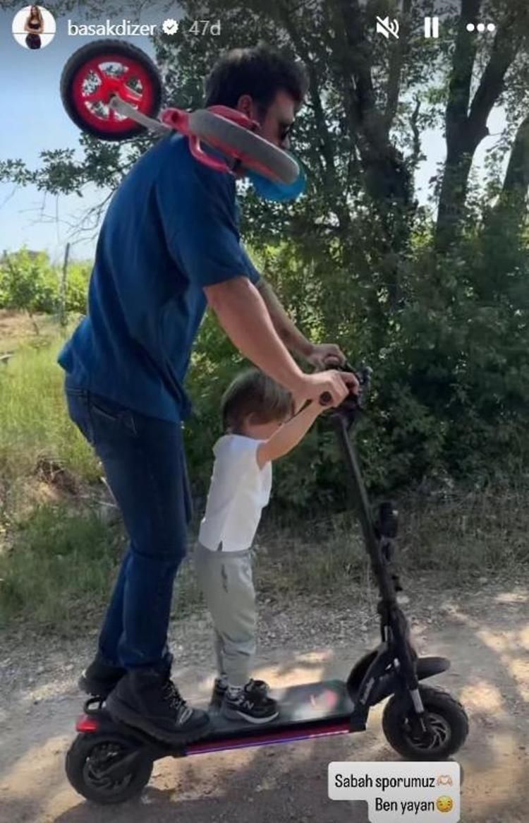 Kıvanç Tatlıtuğ ve oğlu Kurt Efe sabah sporu yaptı