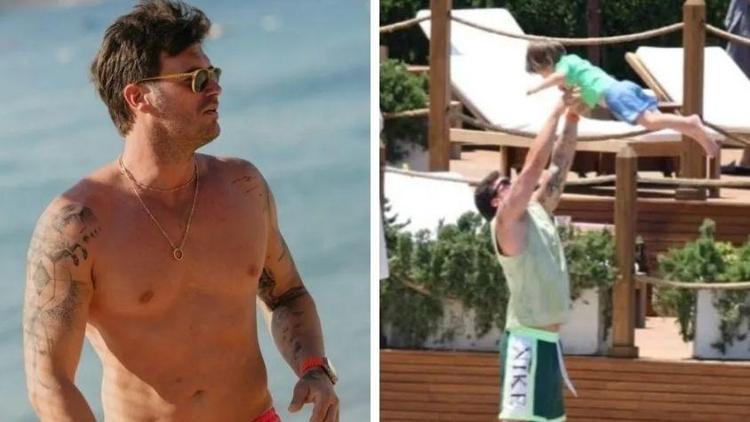 Kıvanç Tatlıtuğ ve oğlu Kurt Efenin plaj keyfi