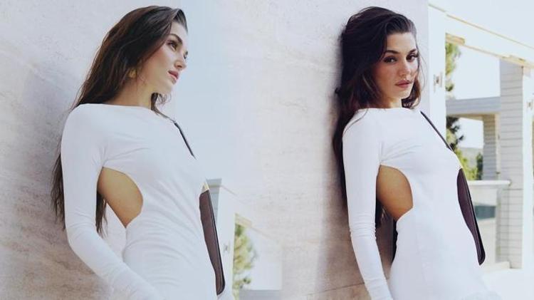 Hande Erçel beyaz elbisesiyle hayran bıraktı
