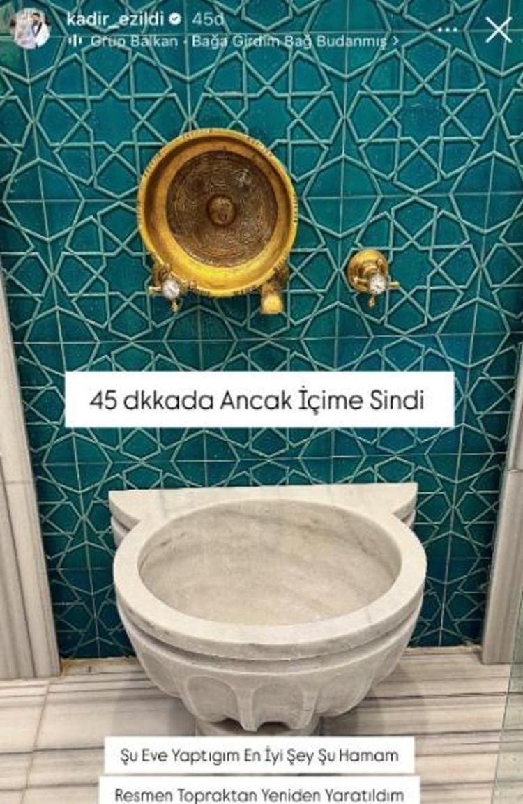 Balayından dönen Kadir Ezildinin evindeki lüks hamam gündem oldu